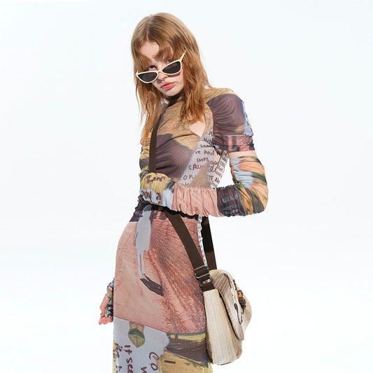 Print Shoulder Dress