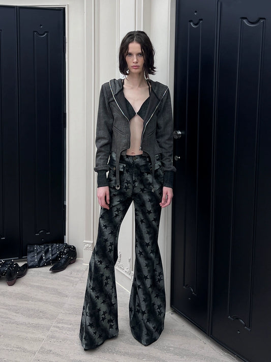 সম্পূর্ণ প্রিন্ট স্টার প্রশস্ত লেগ প্যান্ট