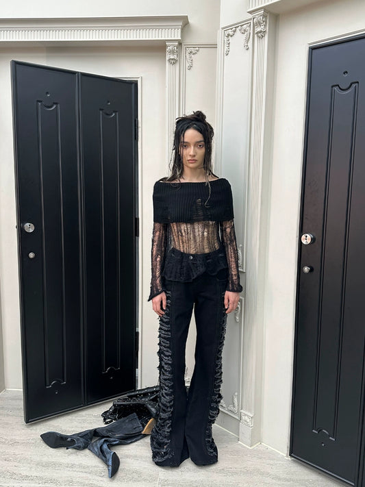 جينز جانبي مزدوج النغمة