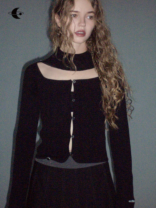 Y2K Hollow Black Knit