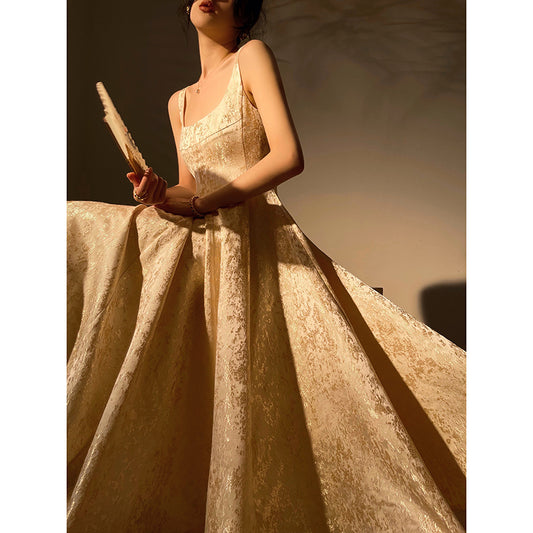 Luxury Jacquard Waist Dress