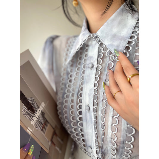 Lace Shirt & Skirt Suit