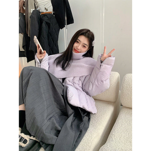 Purple Shawl Down Coat