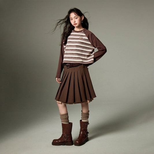 بني بني غامق -سترة الأكمام راجلان