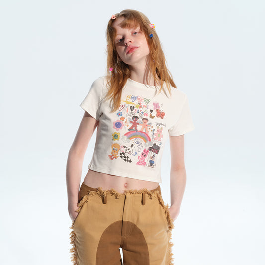 Graffiti Print White Tee