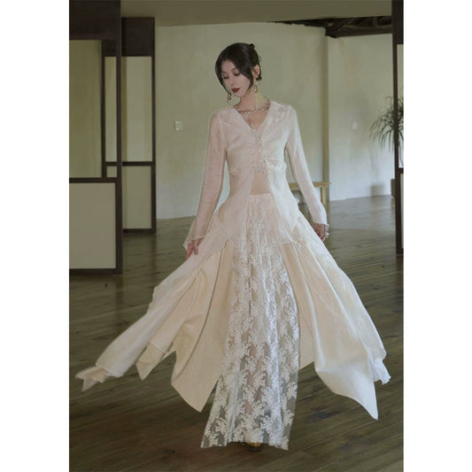 Осенний шелк французский кружево кардиган