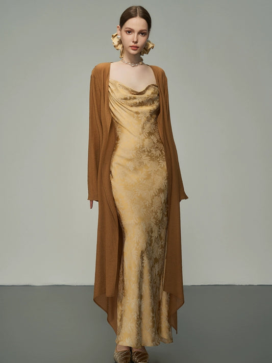 대각선 중국 자카드 드레스