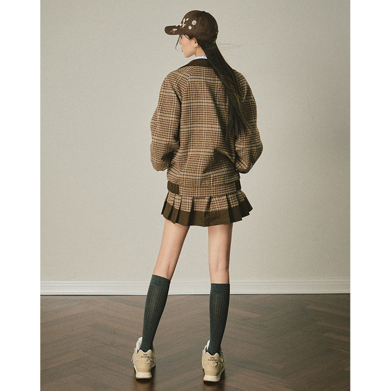 Vintage Plaid Two -Piece Set -Stylish coordination with classic