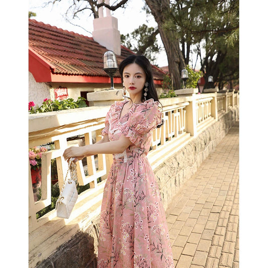 Garden Morning Tea Lace Patch Long Dress