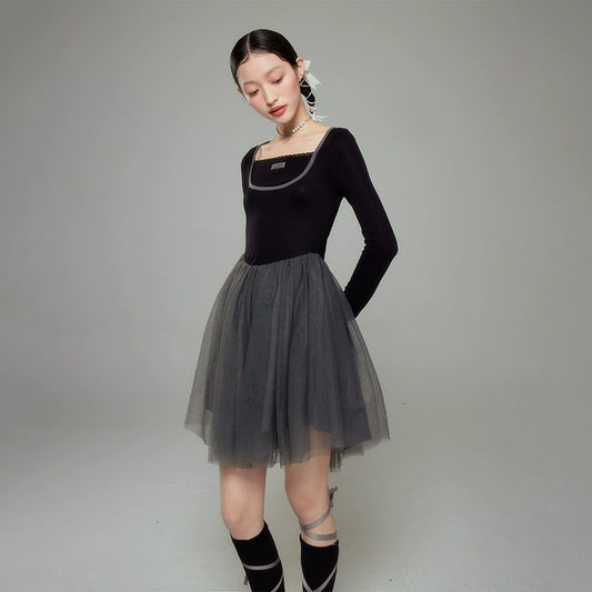 الباليه الحلو -فستان رقب مربع