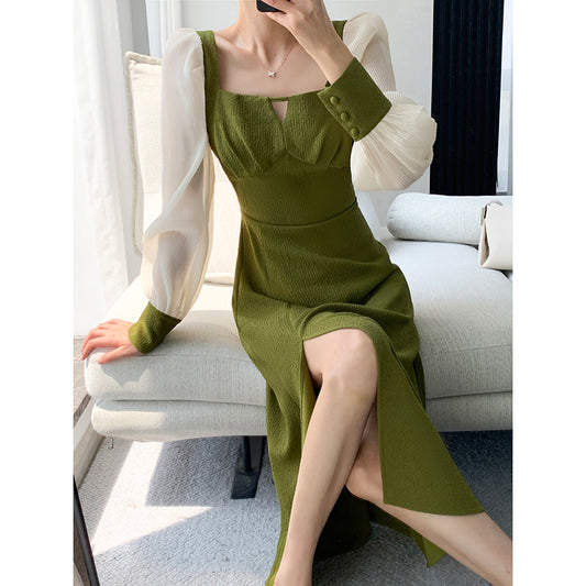 Green Dress Autumn Skirt