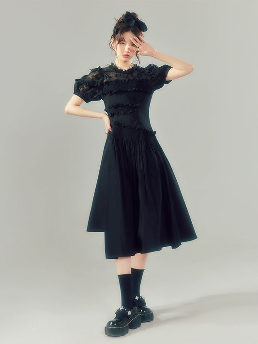 فستان جزر ملون صلبة -فستان الأكمام