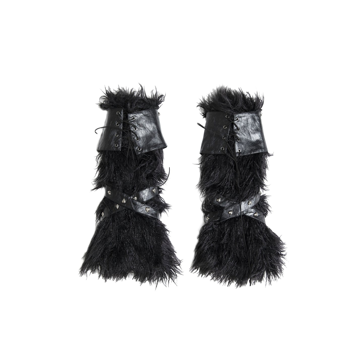 Y2K Punk Leather & Fur Leg Warmers