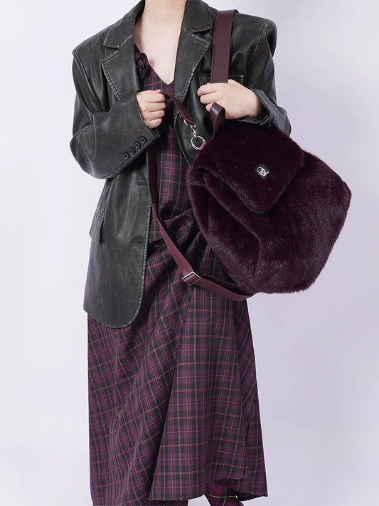 Y2K Macaron Fleece Fur Backpack