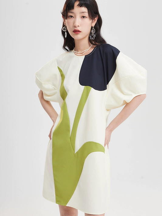 Eared uare Long Short Tulip Dress