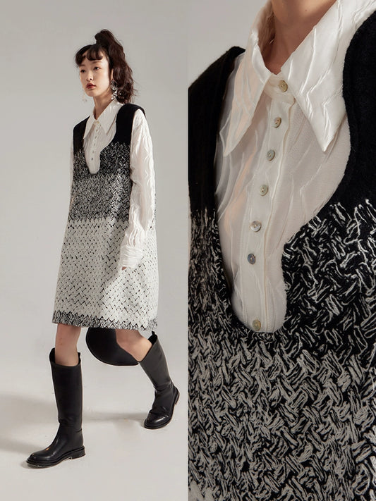 كنت رجعية فستان سترة الصوف التدرج