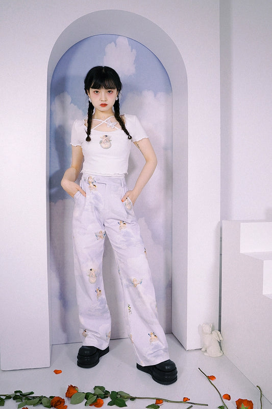 سراويل ملاك الساق الدنيم