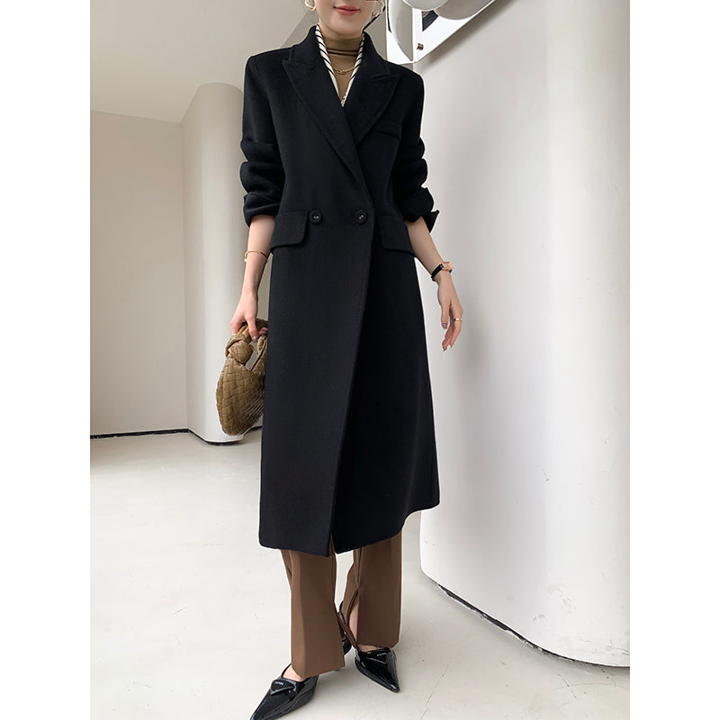 Fashionable middle length Hepburn wool coat Court jacket