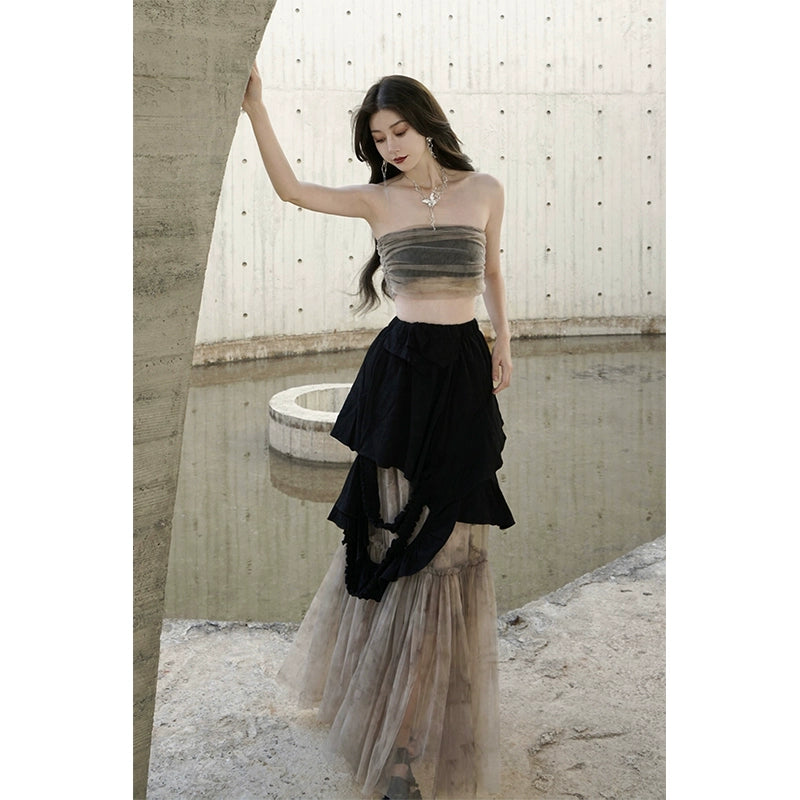 Romantic Mesh Pleated Skirt: Spring