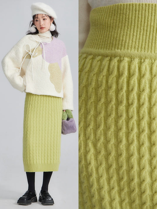 الصوف عالي الخصر المقلي تويست تنورة