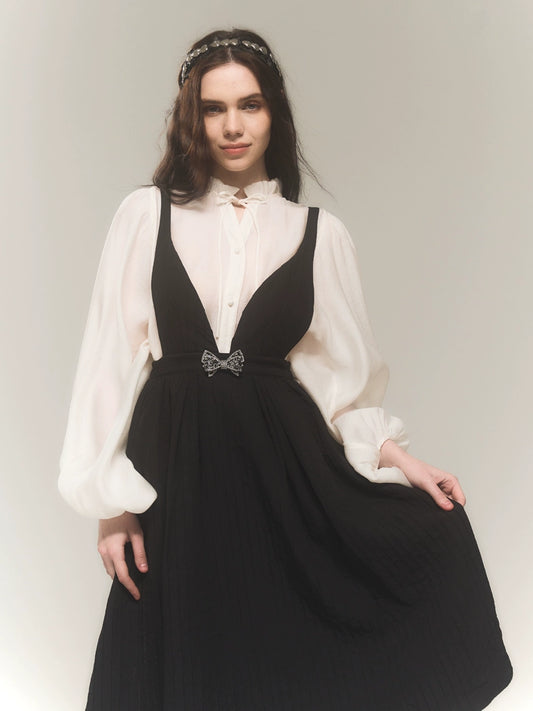 검은 나비 넥타이 탱크 드레스