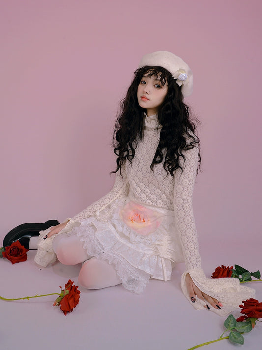 Plush Lace High Neck Top