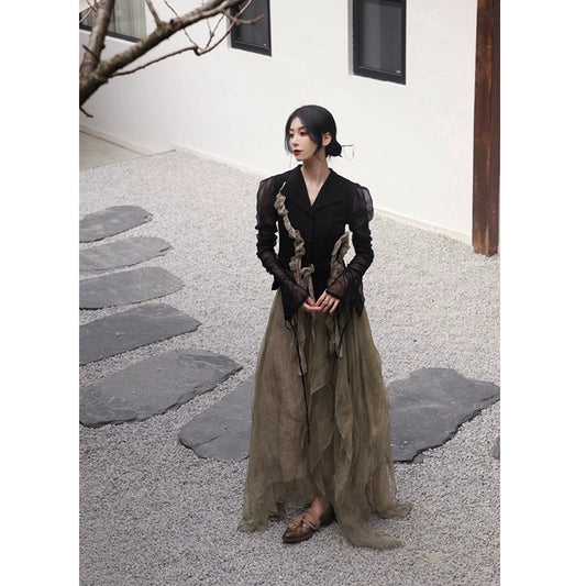 Тонкая пряжа с длинным рукавом рубашкой