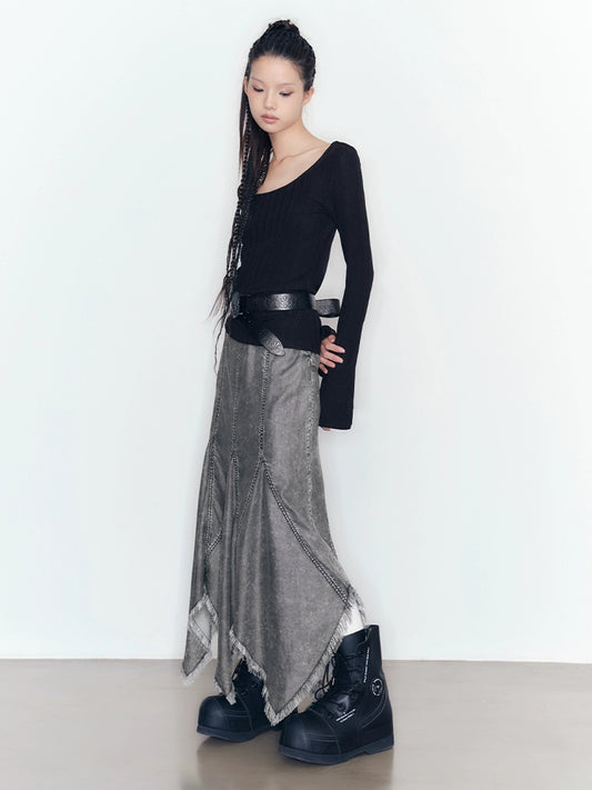 Yuantian Silk Denim 2 피스 스커트 세트