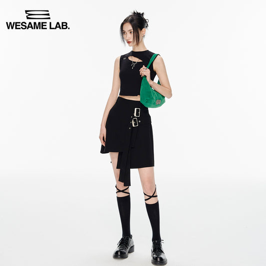 틈새 원래 디자인 감각 여성 의류의 의류 매운 소녀가 작은 탱크 탑과 외부의 민소매 상단을 가진 매운 소녀