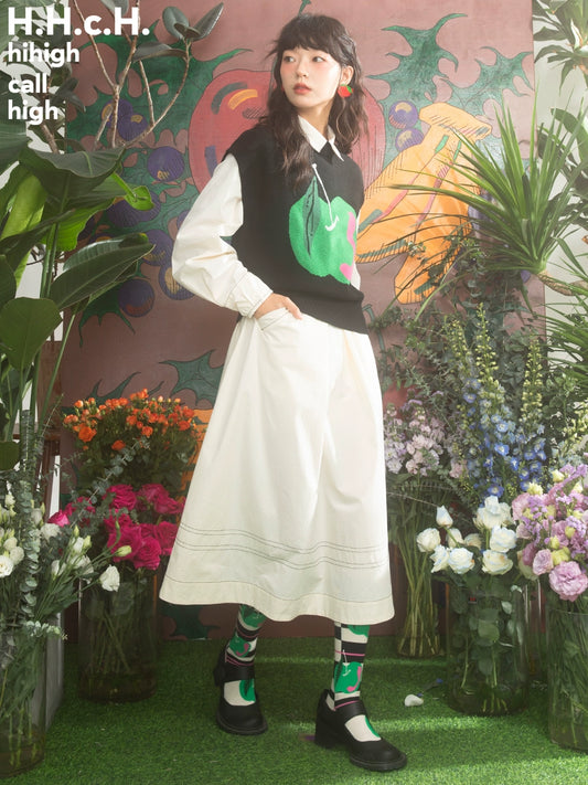 Estampado de frutas de niña: vestido de manga larga