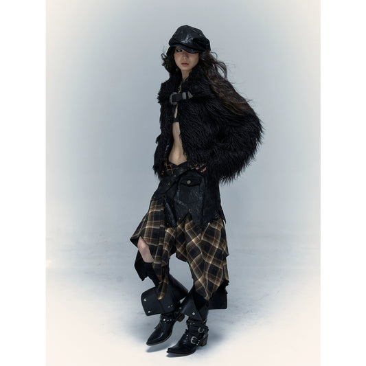 Eco-Friendly Black Fur Winter Coat