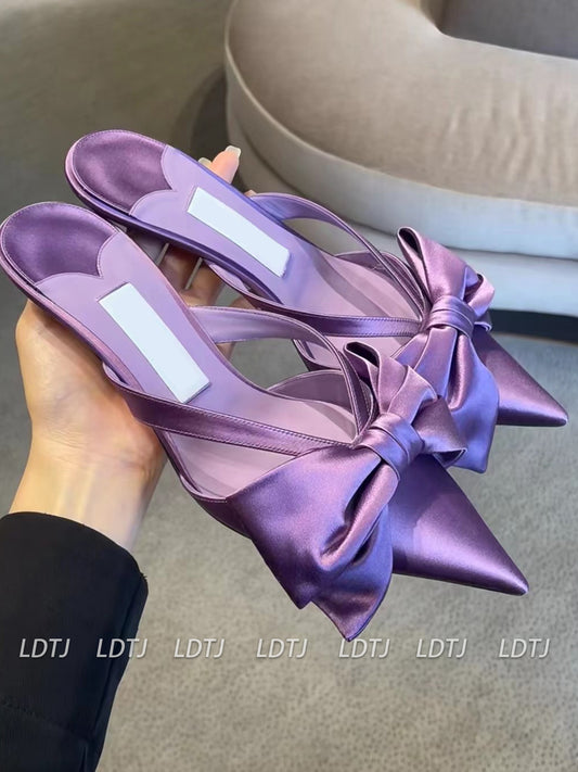 Purple Satin Butterfly Heels