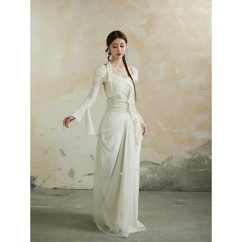 Robe de fée blanche de suite française Robe blanche qui crée une