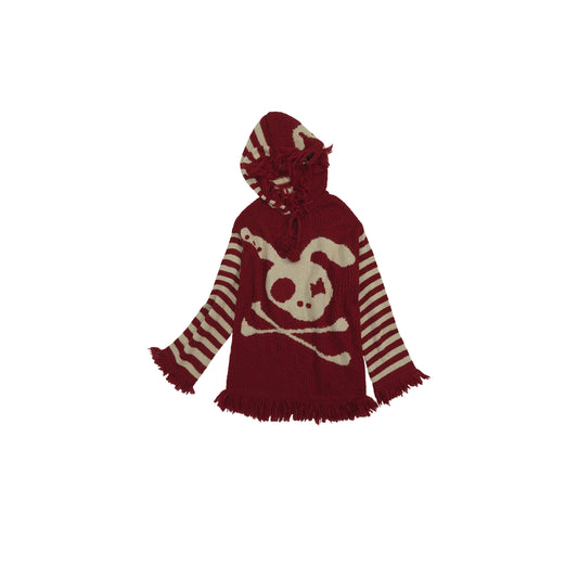 Skull Rabbit Loose Knit Hoodie