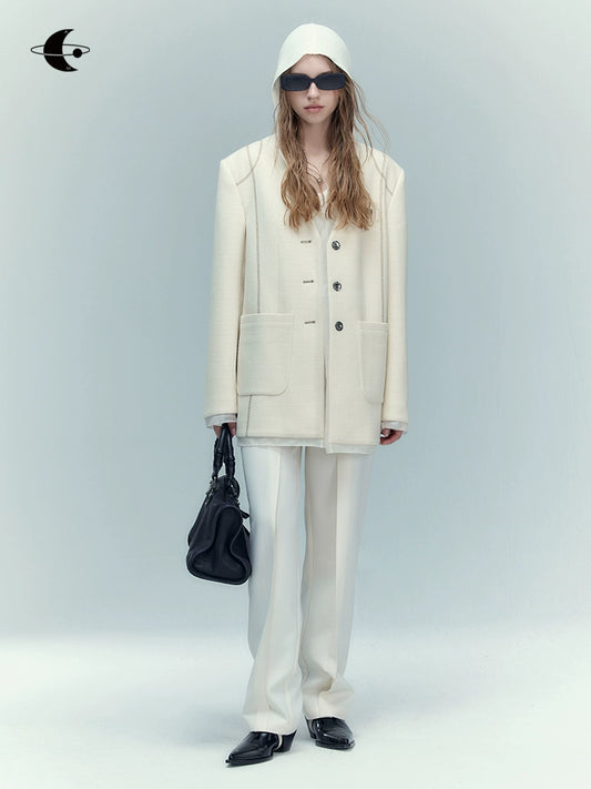 Thin Shoulder Pad Silk Coat