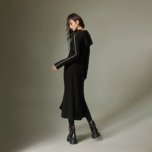 اللباس الرياضي الحزام -فستان الخريف الطويل الطويل