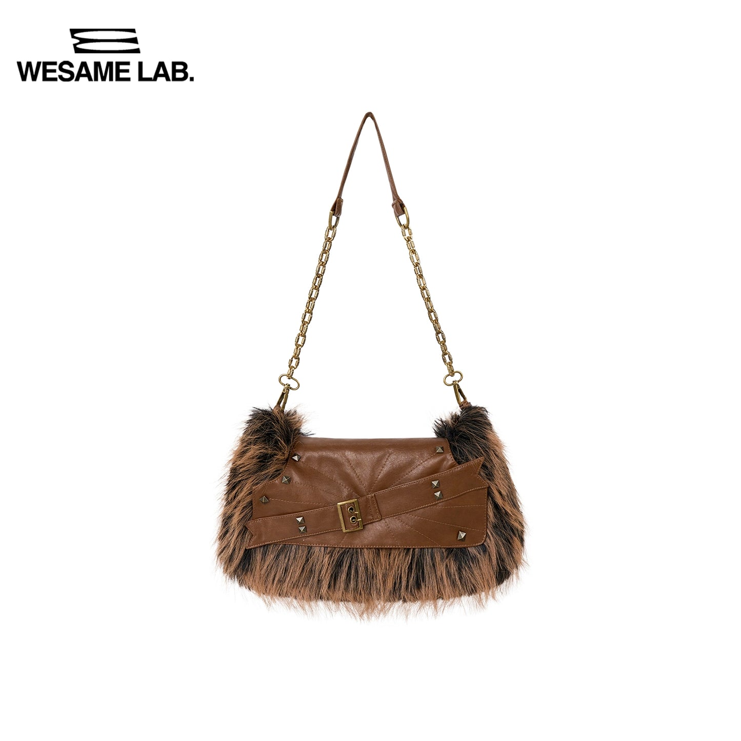 Borsa a tracolla a pannello di pelliccia