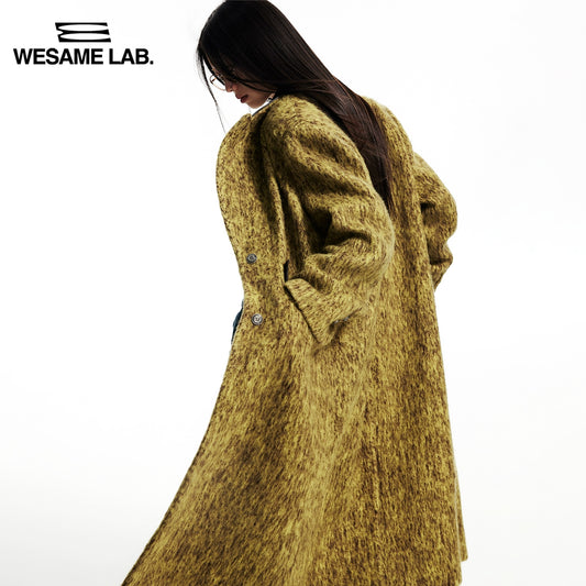 가을과 겨울 녹색 따뜻한 칼라 칼라 칼라 칼라 칼라 중간 길이 전체 캐시미어 모피 코트 여성을위한