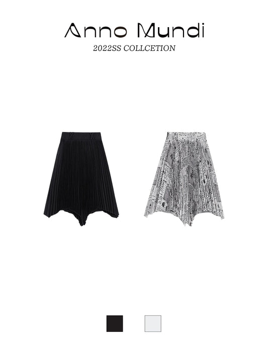 Newspaper Print A-line Half Skirt