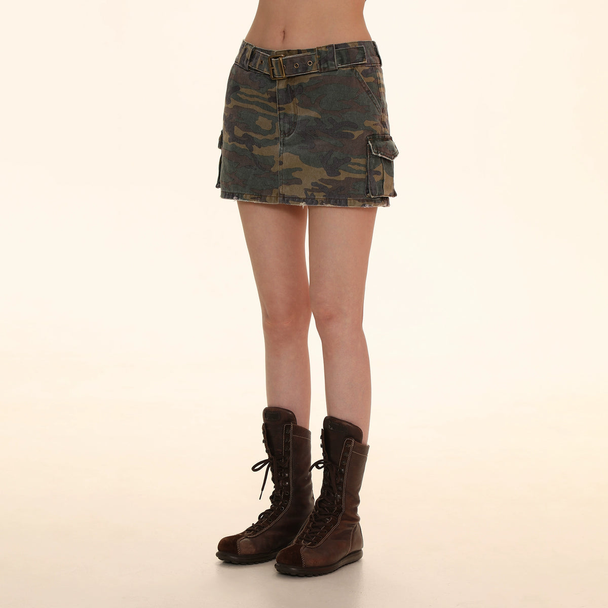 Square Buckle Camouflage Work Dress