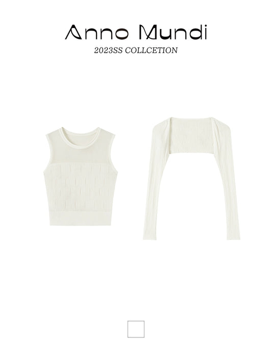 Yuan Hollow 탄성 투명 니트 세트