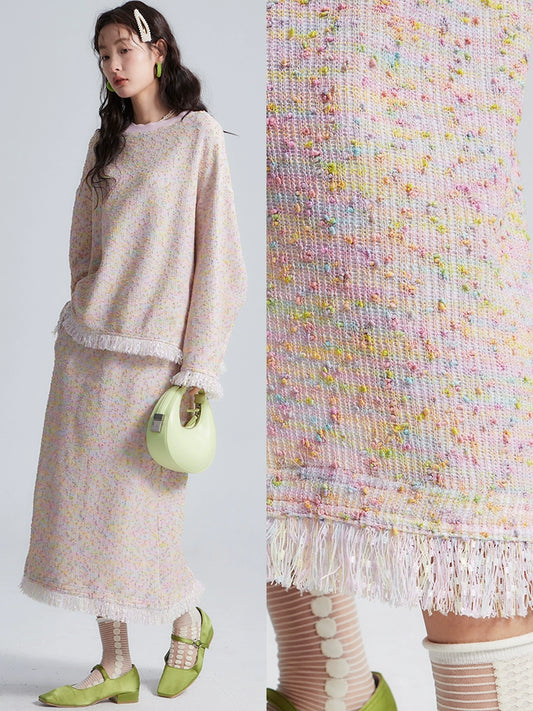 تنورة هامش منقط وردي