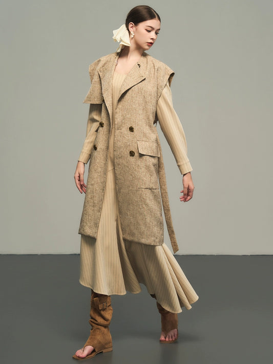 지구 트렌치 코트 조끼