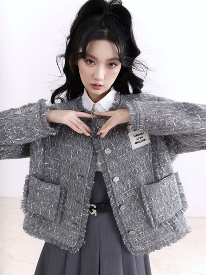 Heavyweight French Socialite Wool Gray Coat