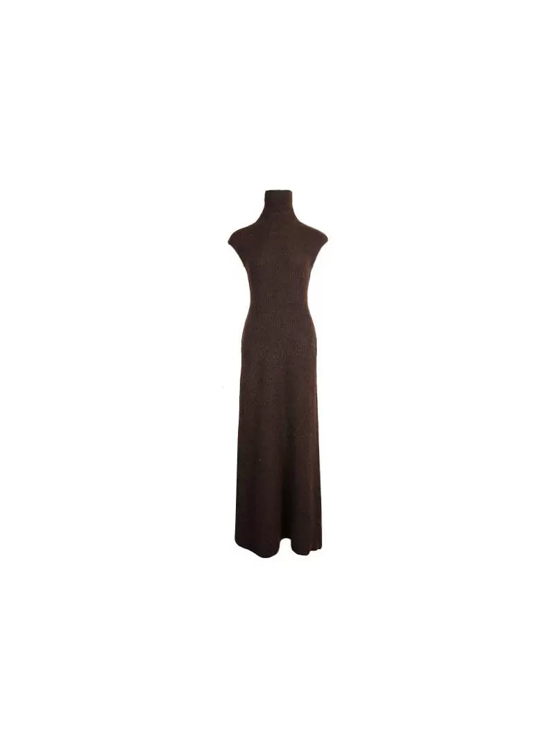 Warm Mohair Knit Sleeveless Base Dress – Hepburn High-Neck Style