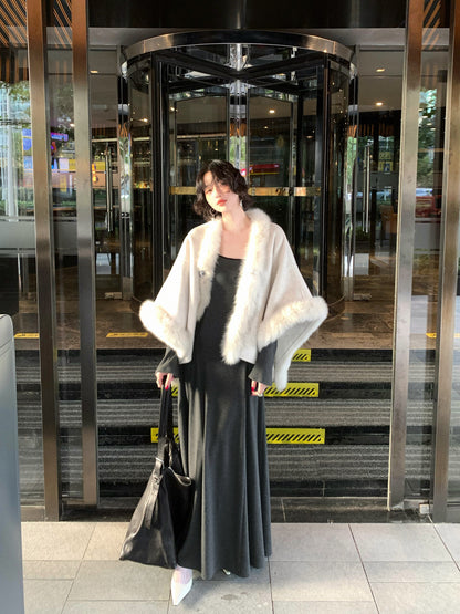 Plain Shadow Scarf-Neck Maxi Dress