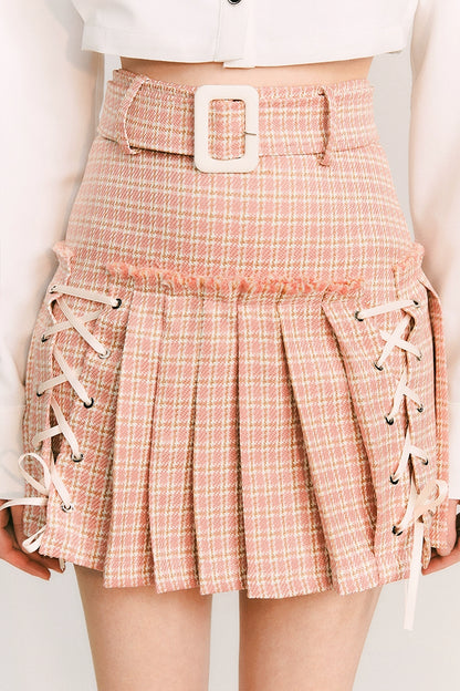 Ashlink Pink - Vine Pleated A-line Skirt