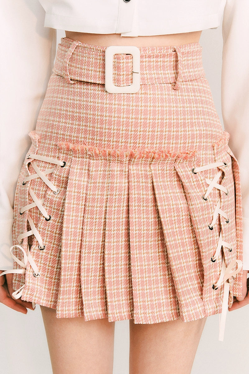 Ashlink Pink - Vine Pleated A-line Skirt