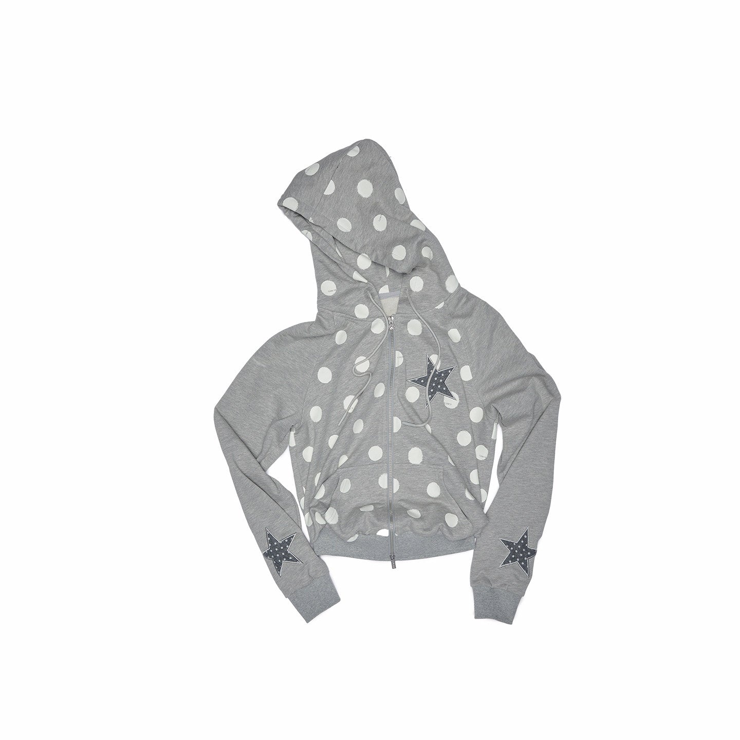 Polka Dot Patchwork Cropped Hoodie