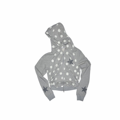 Polka Dot Patchwork Cropped Hoodie